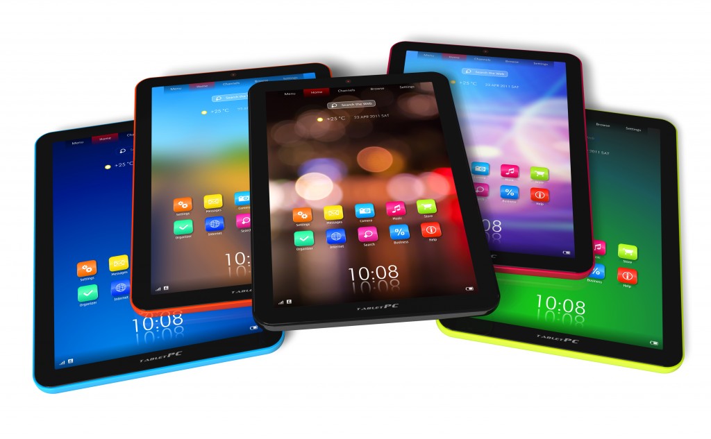 Set of color tablet computers