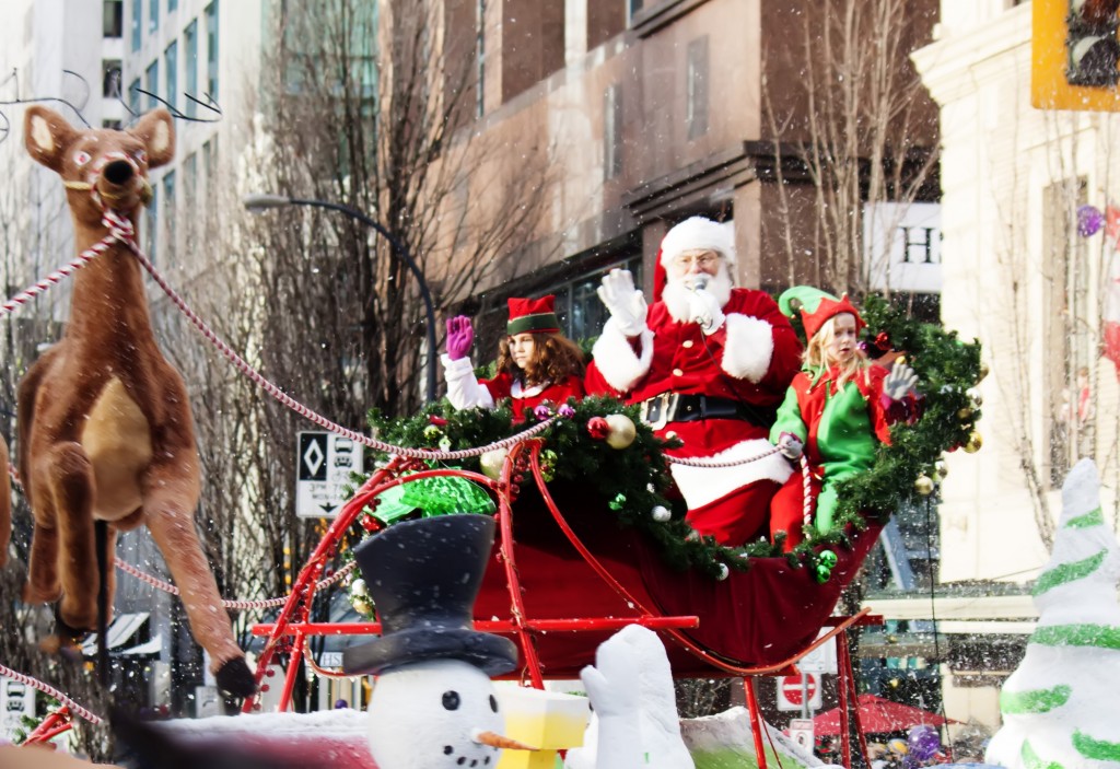 Santa Claus at christmas parade downtown - Vancouver, BC, CANADA, December 2, 2012