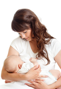 young mother breast feeding her infant baby
