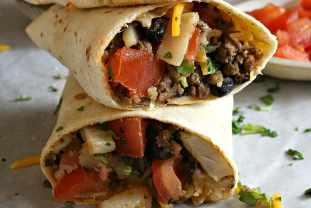 Burritos Tex-Mex de papa y carne molida