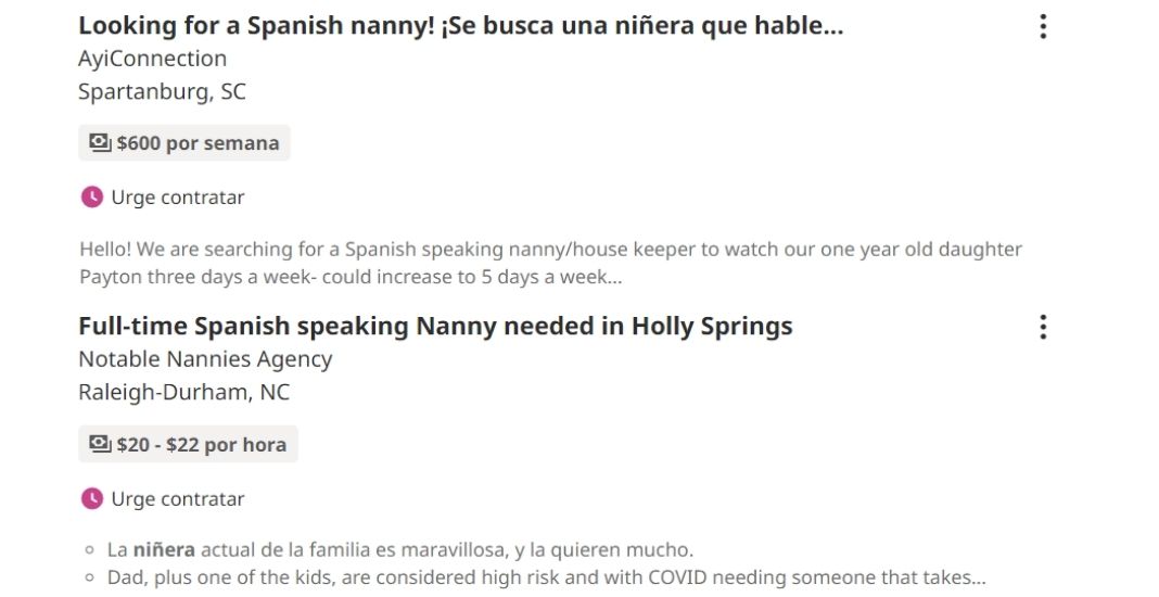 Trabajos de niñeras en Estados Unidos en español