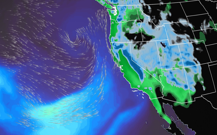 Mapa de las tormentas en California