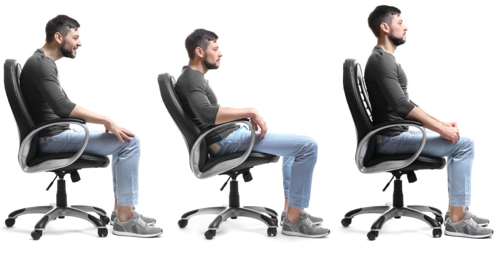 Hombre sentado en diferentes posturas