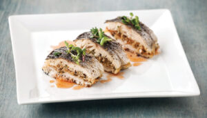 trucha rellena de almendras
